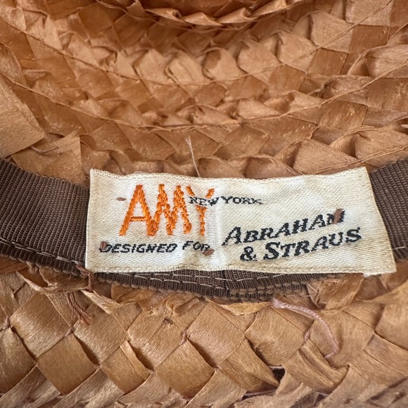 Vintage Amy New York Straw Boater Hat Abraham Straus Ribbon Accent - Picture 5 of 10
